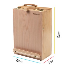 MEEDEN Large Tabletop Easel Sketchbox, Adjustable Solid Beech Wood Desktop Easel Box, Travel Easel for Artists, Table Top easels for Painting, Wooden Art Storage Box for Artist, Adults & Beginners