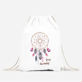 Autiga Gym Bag Ethnic Boho Hipster Bag Flowers Dream Catcher Skull Feathers Gym Bag Watercolour