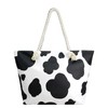 Funky Junque Beach Tote Bag: Cattle Print - Black
