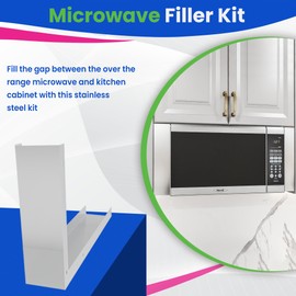Microwave Filler Kit 2.95”W Stainless Steel Microwave Trim Kit Replaces Whirlpool 8171339 - Universal Microwave Trim Kit Fits Most Brands - Fills Over The Range Oven Cabinet Gap - 15.75”H x 10.75”D