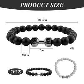 CHROMACRAFT 2 Pieces Dumbbell Bead Bracelets, Fashion Personality Bracelets, Elastic Bracelets, Fitness Element Bracelets, Gift Bracelets