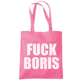 HotScamp F Boris - Tote Shopping Bag - F Boris Johnson Prime Minister politics politican tories Conservatives One size pink
