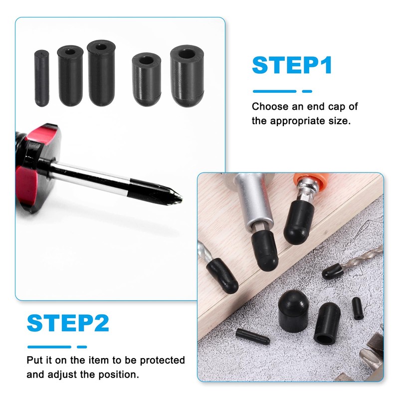 uxcell 100Pcs Silicone End Caps, 2mm(1/16") ID 14.5mm(9/16") Height Round