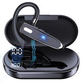 Wireless Headset Business Earpiece 70Hrs Playtime with 450mAh Charging Case Built-in Mic Noise Cancelling Headphone 5.0 Handsfree Sports Earphone for Android iOS Driving Trucker Driver Business Office