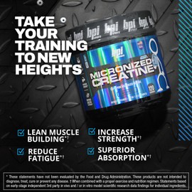 BPI Sports BPI Sports Micronized Creatine - Increase Strength - Reduce Fatigue - Lean Muscle Building - 100% Pure Creatine - Better Absorption - Supports Muscle Growth - Unflavored - 120 Servings - 21.16 Ounce