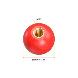sourcing map 6Pcs Threaded Ball Knobs, M10 Female Thread Thermoset Ball Knob 1.37'' Dia Red Round Operation Ball Handles with Copper Insert for Machine Handle Tool Replacement