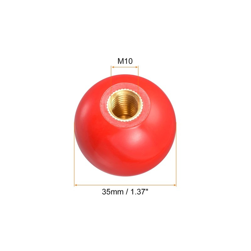 sourcing map 6Pcs Threaded Ball Knobs, M10 Female Thread Thermoset