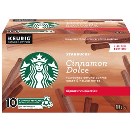 Starbucks Signature Collection Cinnamon Dolce Flavoured Ground Coffee K-Cup Pods, 10 Count Box, 101 gram