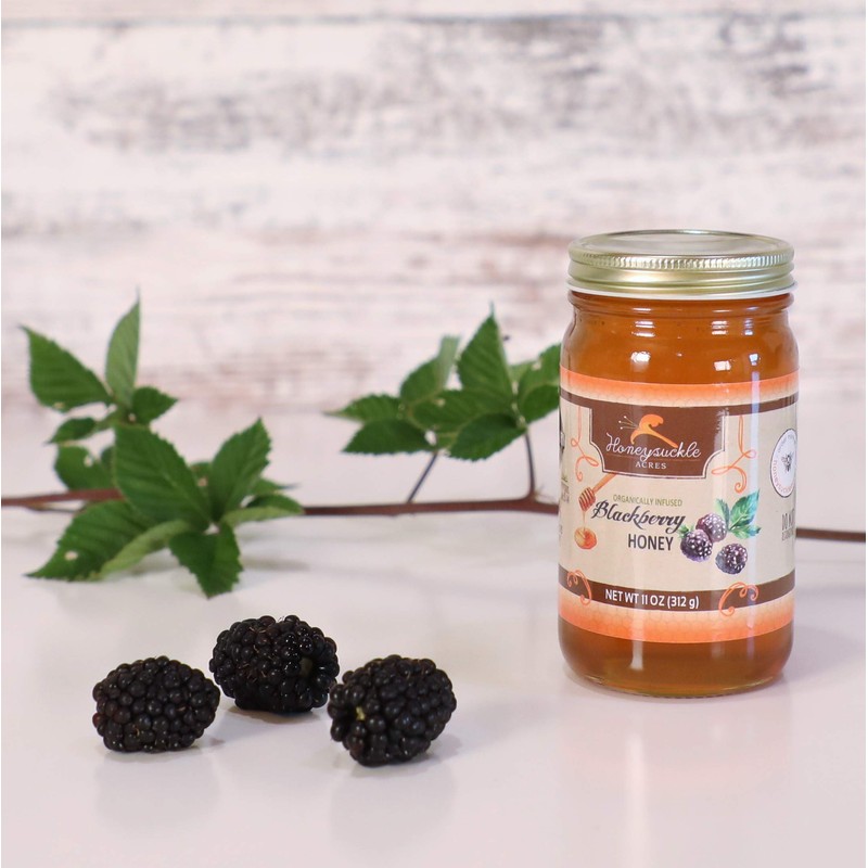 Blackberry Honey - Organically Flavored Raw Honey - Glass Jar