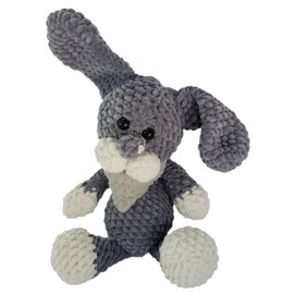 Gründl Funny Plain Chenille Yarn 2 x 100 g Including Instructions for Funny Bunny (07 Light Grey)
