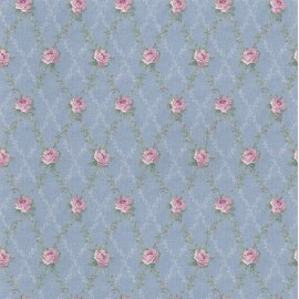 Needles N Minis 1:12, 1" Scale Dollhouse Miniature Wallpaper Roses Diamond - 3 Sheets - 0002744