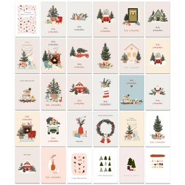 Christmas Cards with Envelope Set 30 Different Designs - Boho Folding Cards Christmas Greeting Cards