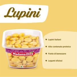 MADAMA OLIVA, Lupini Salati, Ottimo Snack per Aperitivi, Ideale per le Insalate Miste e nelle Minestre, Senza Conservanti Aggiunti, 100% Made in Italy, 280 gr