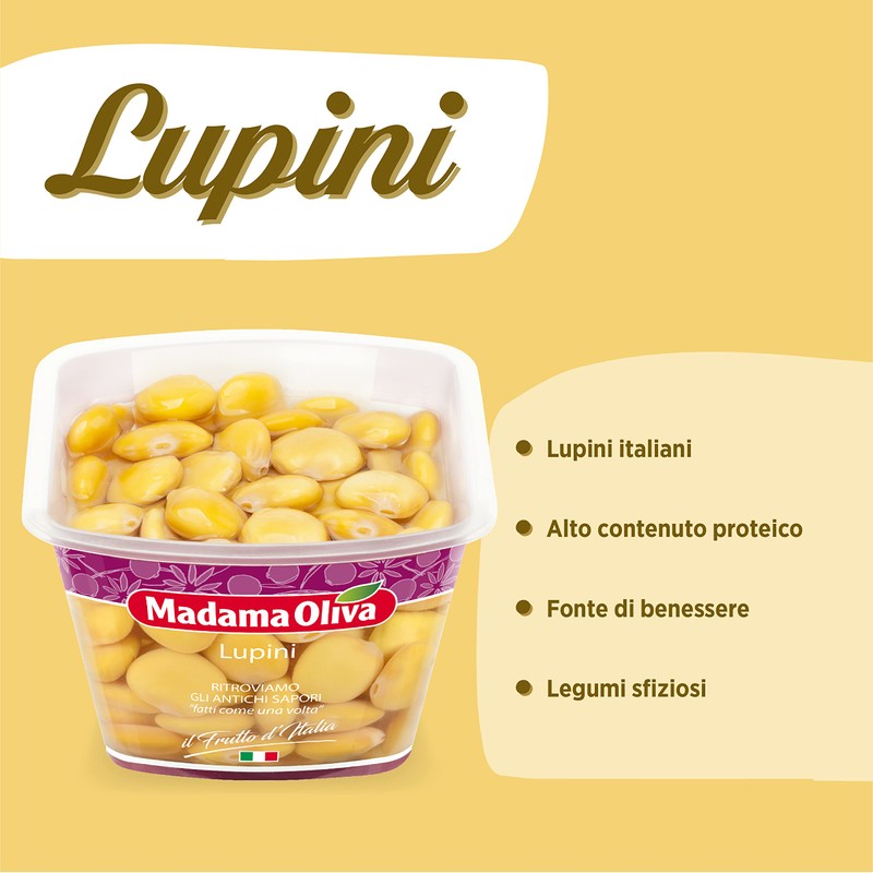 MADAMA OLIVA, Lupini Salati, Ottimo Snack per Aperitivi, Ideale per