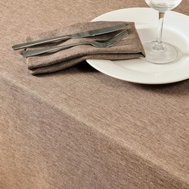 Mebakuk Rectangle Table Cloth Linen Farmhouse Tablecloth Waterproof Anti-Shrink Soft and Wrinkle Resistant Decorative Fabric Table Cover for Kitchen (Flaxen, 60" x 104" (8-10 Seats))