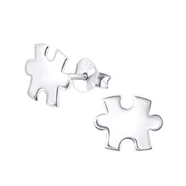 Jigsaw Puzzle Piece Earrings - 925 Sterling Silver