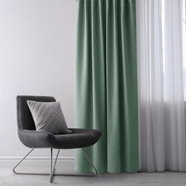 AmeliaHome Blackout Curtain 140 x 245 cm Mint 1 Piece Ruffle Tape Blackout Curtain Opaque Window Decoration Curtain Decorative Curtain Blackout