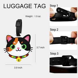 Lindas etiquetas de equipaje de gato de dibujos animados para maletas, etiquetas de silicona para bolsa de viaje para adultos y adolescentes, identificador de equipaje de animal 3D duradero para