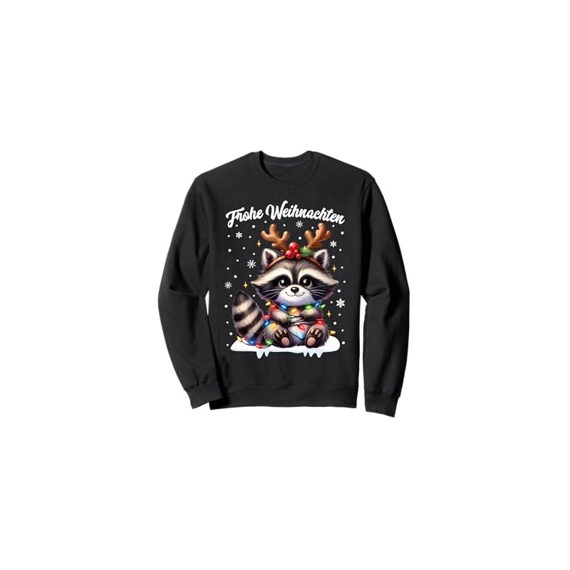 Christmas Outfit Christmas Jumper Raccoon Christmas Sweatshirt, black