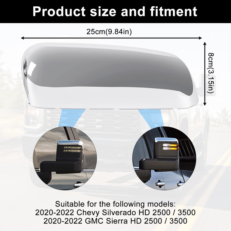 Tow Mirror Caps Replacement for Chevy Silverado GMC Sierra 2020