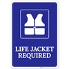 Life Jacket Required Sign, 10x14 Inches, 55 mil Thick HDPS