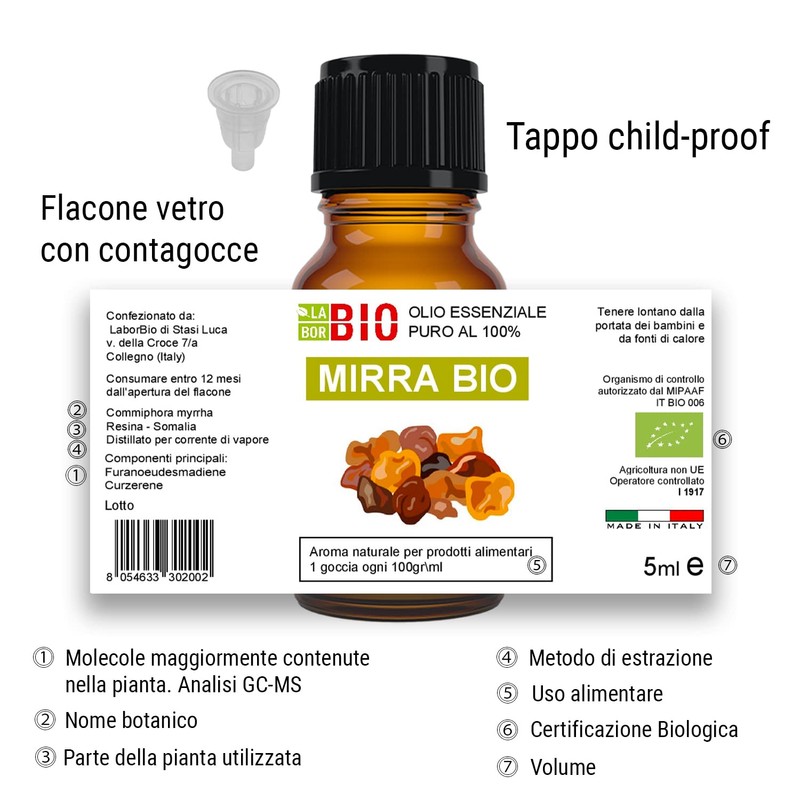 MyrrhenÖl Bio Ätherisches Öl 100% Reines 5 ml - Aromatherapie
