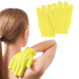 MOLOPPO 2 PCS Exfoliating Glove, Scrub Gloves Exfoliating, loofah, Body Exfoliator, Bath Gloves（Yellow）