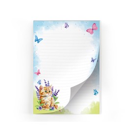 Writing Paper Set Letter Pad with Envelope for Girls Children Cat Children Motif Letter Paper Pad Lined (A5 Pad with 25 Sheets + 15 Envelopes)