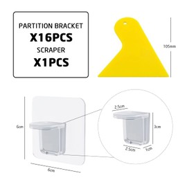 16 Pieces Punch Free Shelf Brackets with 1 Plastic Scraper Laminate Mounting Support Transparent Thickened Support Sticky Hook for Cabinets, Wardrobes and Bookshelves