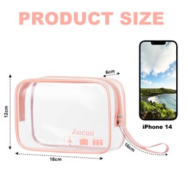 Clear Toiletries Bag, 2 Pack PVC Waterproof Toiletries Carry Pouch, TSA Approved Travel Toiletry Bag with Zipper, Portable Cosmetic Makeup Bags for Men, Women and Kids - Travel Business Trip