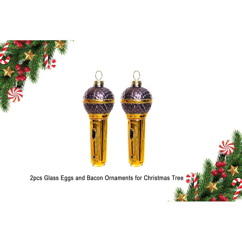 2 Count Hand Blown Glass Microphone Christmas Ornaments for Christmas