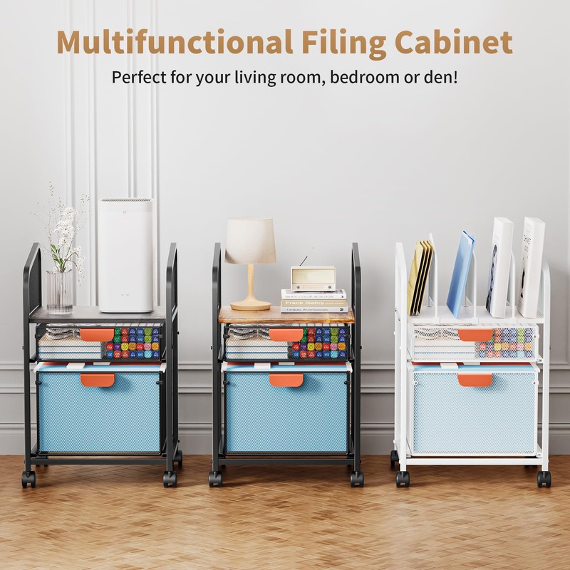 Marbrasse Rolling file Cart with Adjustable Dividers, Mobile File Cabinet