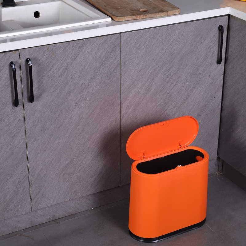 Sooyee 10 Liter Rectangular Plastic Trash Can Wastebasket with Press