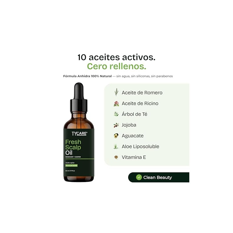 Fresh Scalp Oil – Aceite Capilar Pre-Lavado con Romero, Ricino,