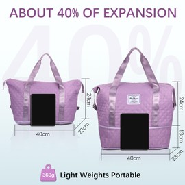 Women's Travel Bag, Waterproof Hand Luggage Bag with Wet/Dry Separation, Sports Bag, Women's Gym, Weekender Women's Small Travel Bag, Hand Luggage, Swimming Bag for Gym, Travel, Swimming, purple,