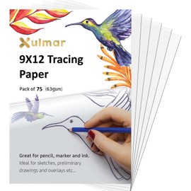Xulmar Tracing Paper A4 63 GSM - Pack of 75 Sheets Tracing Paper for Sewing Patterns, Drawing Overlays & Sketching on Art Paper & Sketch Book (9x12(75Sheets) 63 GSM)