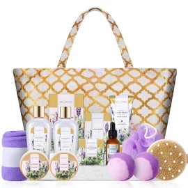 Spa Luxetique Gifts for Women Lavender Gift Baskets for Women 15pcs Bath and Body Work Gift Set With Tote Bag Bath Sets for Women Mothers Day Gifts for Her