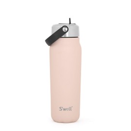 S'well Recycled Stainless Steel Explorer with Flip Straw Lid, 700ml, Pink Himalayan Salt, Triple Layered Vacuum Insulated Containers Keeps Drinks Cold for 36 Hours and Hot for 8, BPA Free