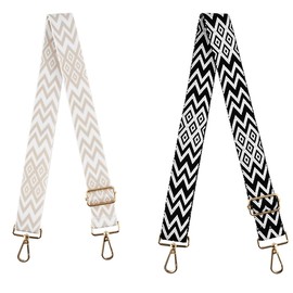 CENBEN 2PCS Bag Straps for Handbags, Crossbody Bag Strap with Metal Swivel Hooks, Adjustable Replacement Shoulder Strap Wide Handbag Straps for Crossbody Bag, Luggage, Laptop and Duffle(Black & Beige)