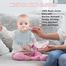 Vicloon Baby Bibs, Pack of 3 Soft Absorbent Muslin Neckerchiefs, Drool Bibs, Burp Cloths Baby with Press Stud for Baby Boys and Girls Toddlers