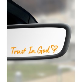 UNLRAE 4PCS Car Stickers,Car Accessories Trust in God Rearview Mirror Sticker,Crystal Christian Sticker,Rearview Mirror Accessories,Car Stickers and Decals,Fit for Most Cars,Trucks,SUVs (Orange)