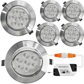 Paquete de 5 Lampara de Techo Empotrable 7W Lamparas Plafones Led para Techo Luz blanca Brillo Alto Moderno Ahorro de Energia para Dormitorio Sala de Estar Oficina