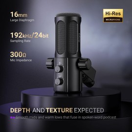 FIFINE FIFINE Podcast Microphone, USB/XLR Vocal Dynamic Microphone for Recording, Broadcast, Streaming, Studio PC Mic with Frequency Respond Adjustment, Tap-to-Mute, Headphone Monitoring-AmpliTank TANK6