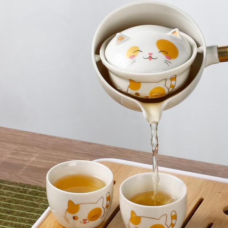 Scizorito Ceramic Portable Travel Tea Set, Chinese Kungfu Tea Set