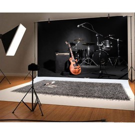 Renaiss 2.2 x 1.5 m band background for photography, guitar drum, modern rock music, concert background, adults, portrait shooting, vinyl wallpaper, party banner, photo video, studio props