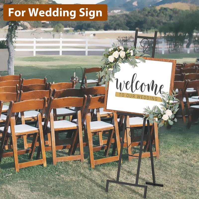 2 Pack Easel Stand for Sign, Metal Easels with Chain
