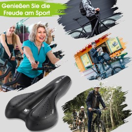 LuTuo Bicycle Saddle, Comfortable Gel Padded Seat Cushion for Mountain Bike, Road Bike, Women, Men, Kids Bike, black