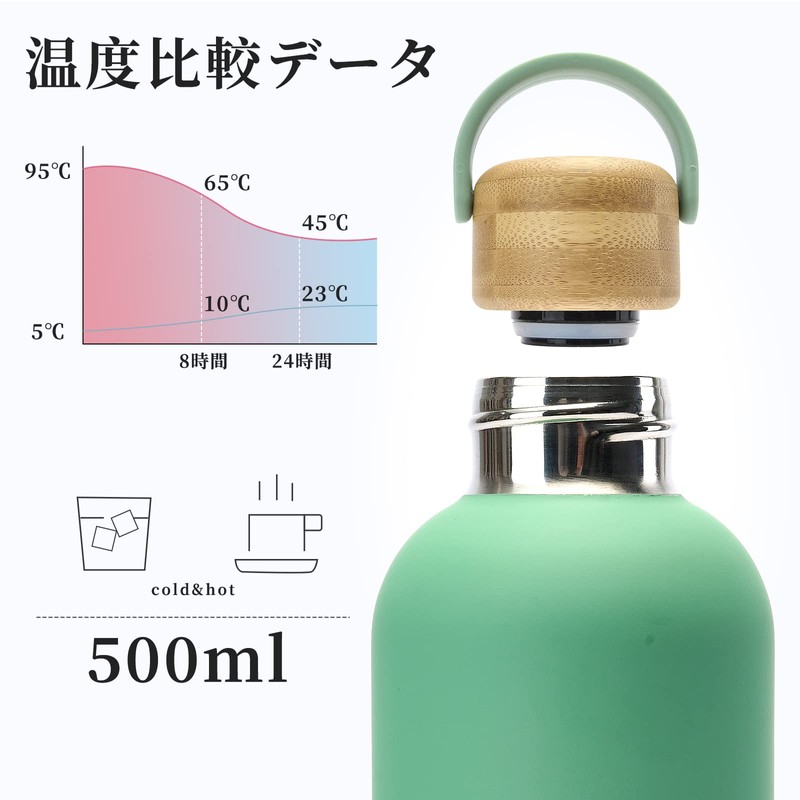 GO! GRM Water Bottle, 16.9 fl oz (500 ml), Bamboo