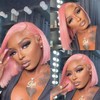 Pink Lace Front Bob Wig Human Hair, Gluleless 13x6 Lace