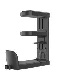 LVGCHM Adjustable Clamp-on Under Desk Hanger, PC Gaming Headset Holder- 360 Degree Swivel Rotating Headphone Stand & Cable Clip Organizer (Black)